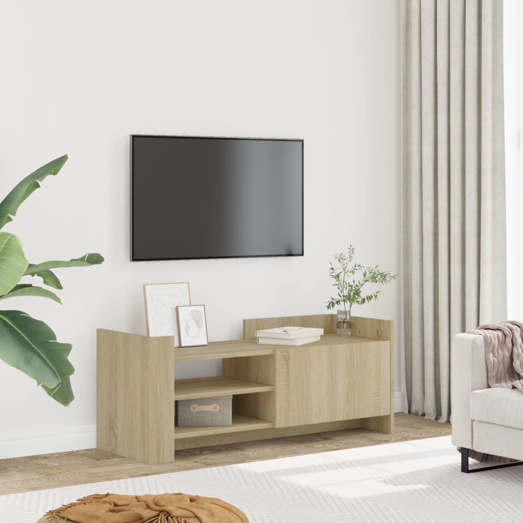 vidaXL Mueble para TV madera contrachapada color roble 100x35x40 cm