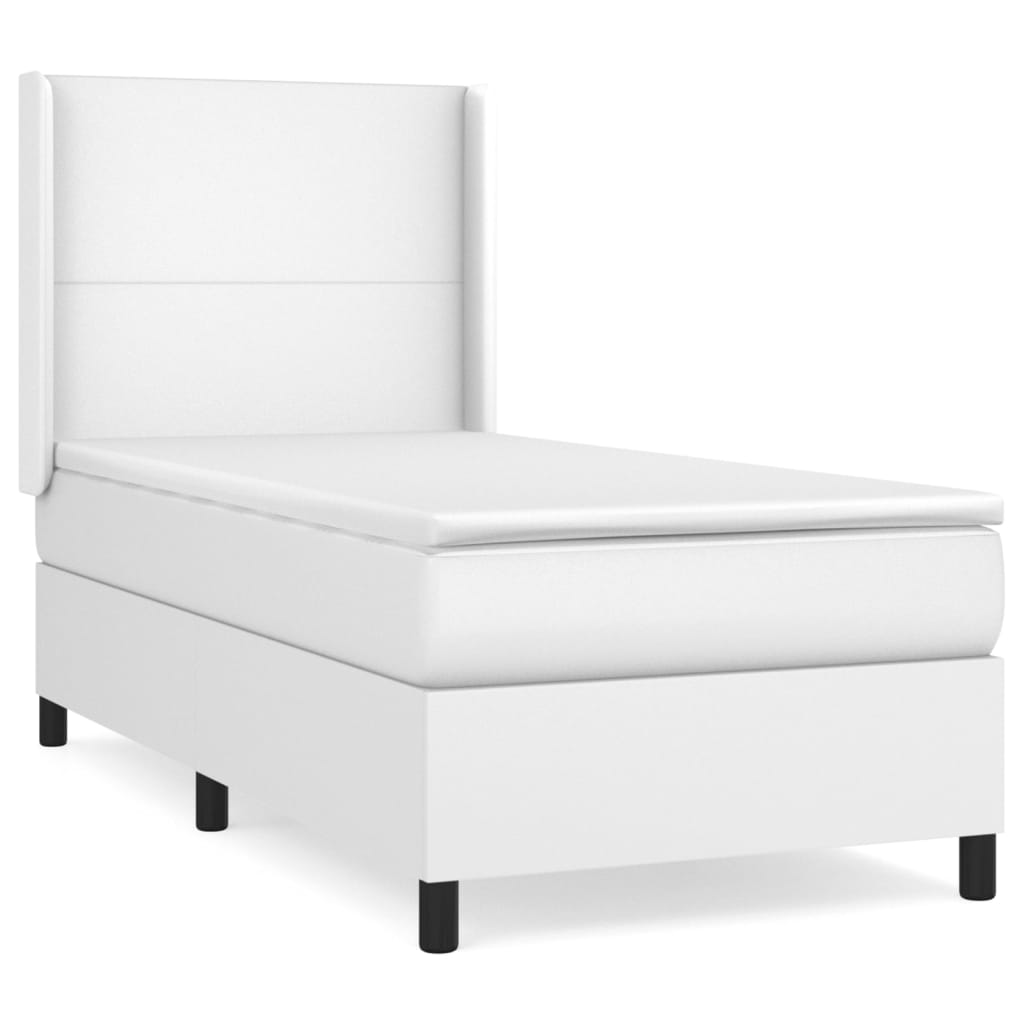 vidaXL Cama box spring con colchón cuero sintético blanco 90x190 cm