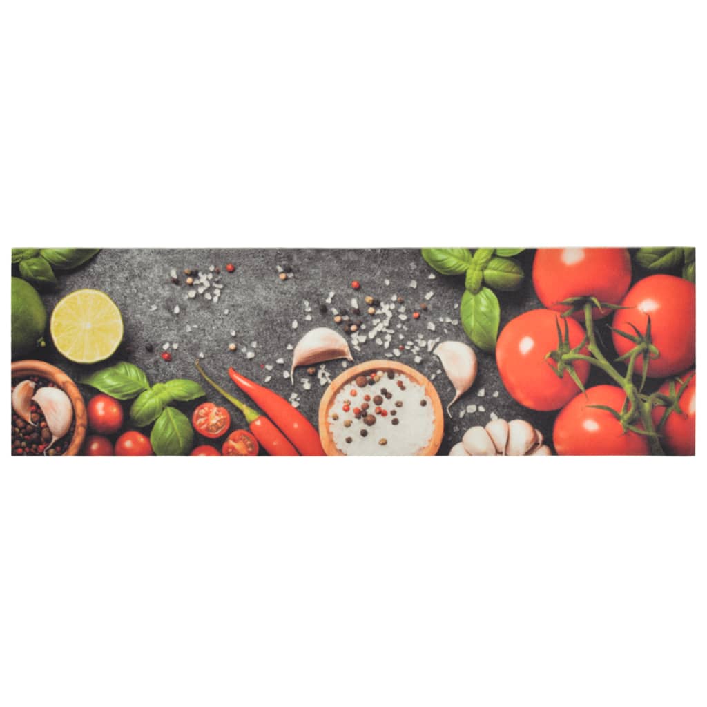 vidaXL Alfombra de cocina lavable terciopelo dibujo verduras 45x150 cm