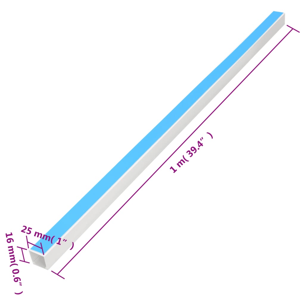 vidaXL Canaletas para cables autoadhesivas PVC 25x16 mm 30 m