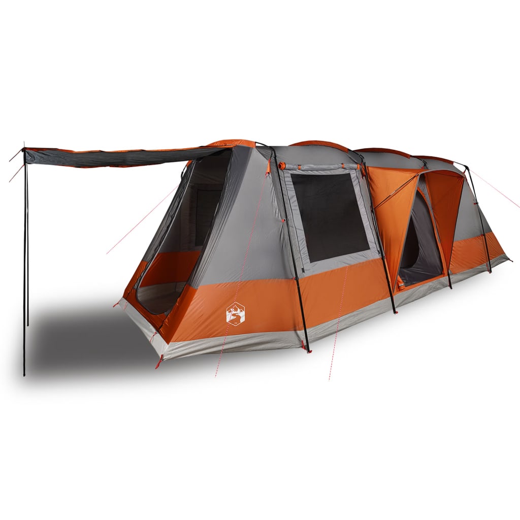 vidaXL Tienda de camping con túnel 4 personas impermeable gris naranja