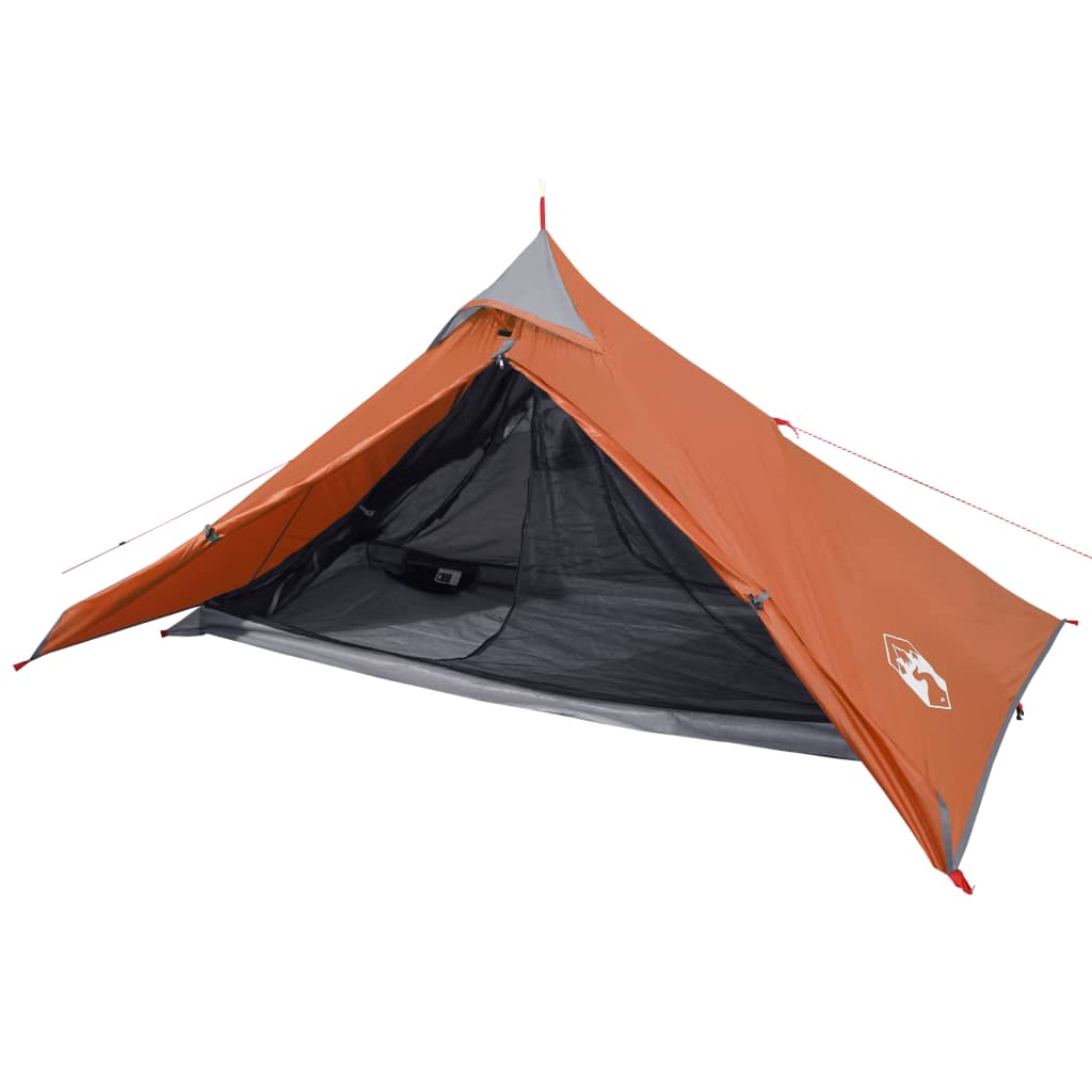 vidaXL Tienda de campaña tipi para 1 persona impermeable naranja