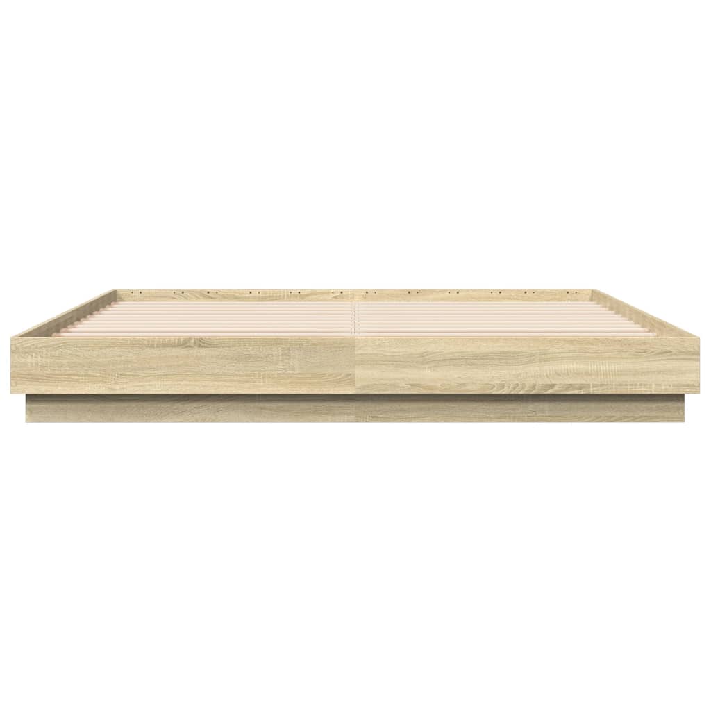 vidaXL Estructura de cama madera de ingeniería roble Sonoma 200x200 cm