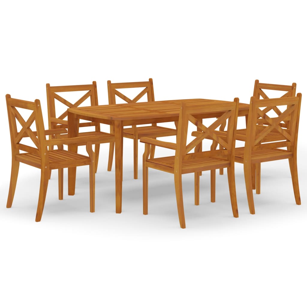 vidaXL Juego de comedor de jardín 7 piezas madera maciza de acacia