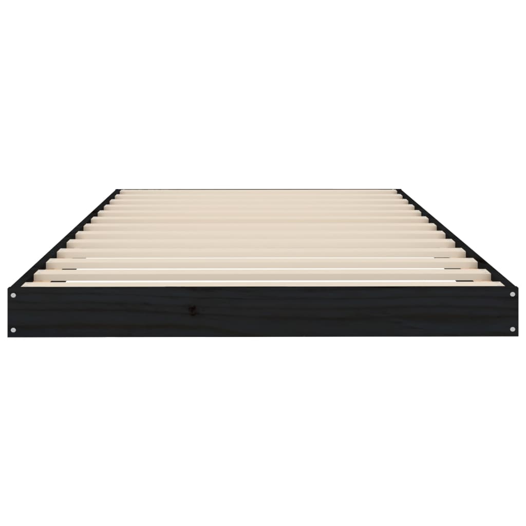 vidaXL Estructura cama individual madera maciza pino negra 90x190 cm