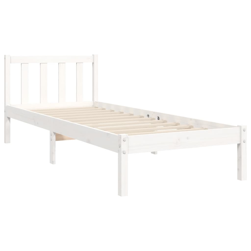 vidaXL Estructura de cama con cabecero madera maciza blanco 90x200 cm