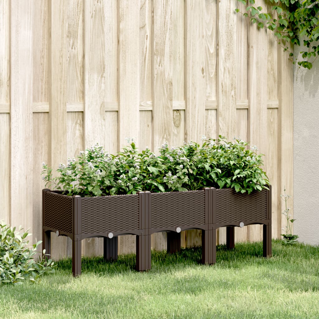 vidaXL Jardinera con patas PP marrón 120x40x42 cm