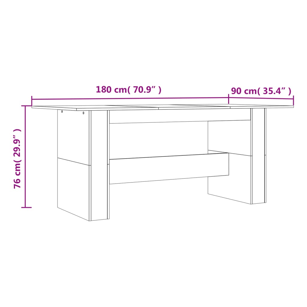 vidaXL Mesa de comedor madera de ingeniería marrón roble 180x90x76 cm