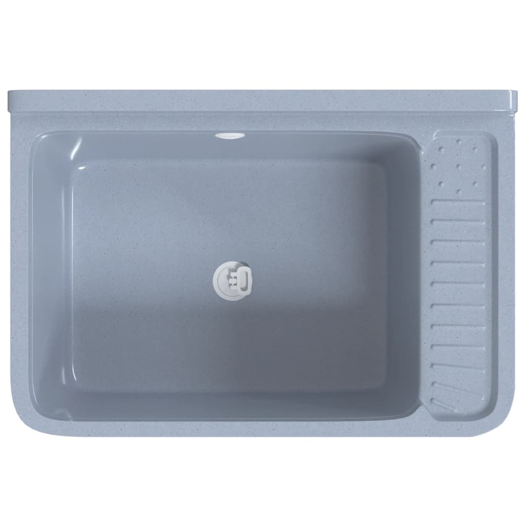 vidaXL Fregadero lavabo de pared resina gris 60x40x28 cm