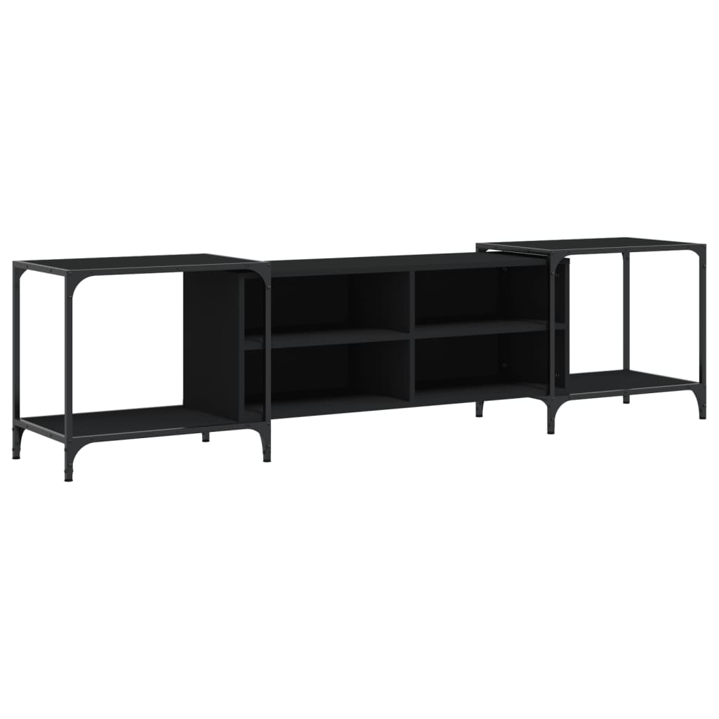 vidaXL Mueble de TV madera de ingeniería negro 203x37x50 cm