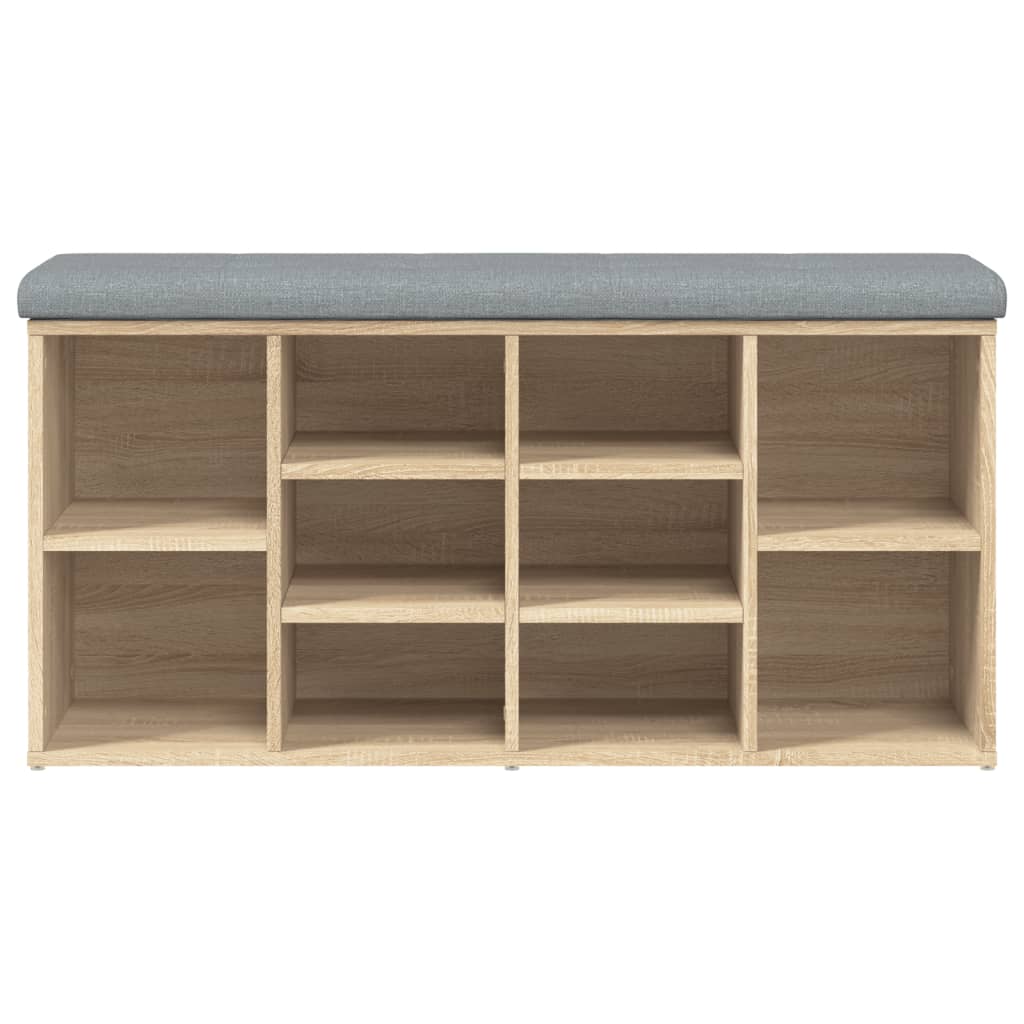 vidaXL Banco zapatero madera de ingeniería roble Sonoma 102x32x50 cm