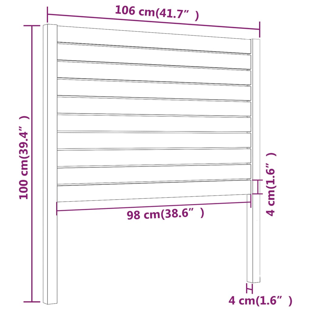 vidaXL Cabecero de cama madera maciza de pino blanco 106x4x100 cm