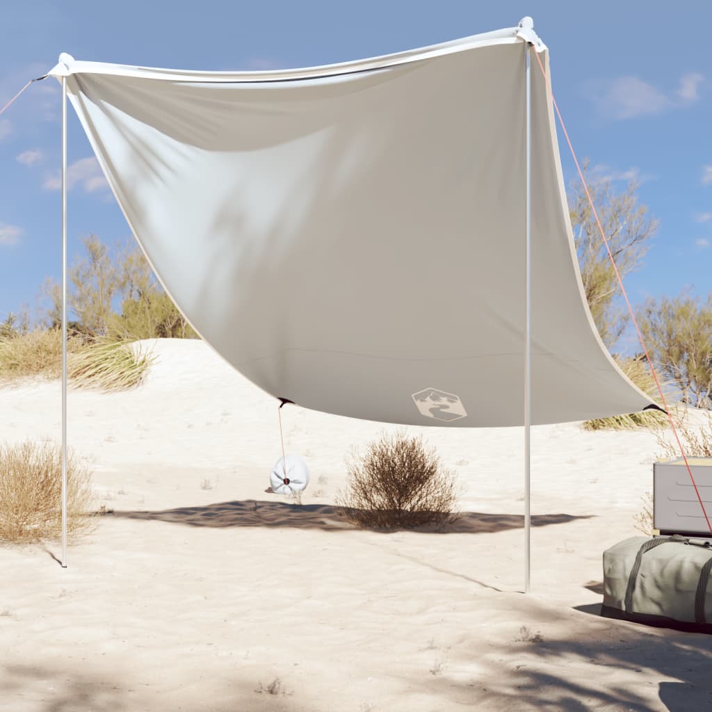 vidaXL Toldo de playa con anclas de arena gris 214x236 cm