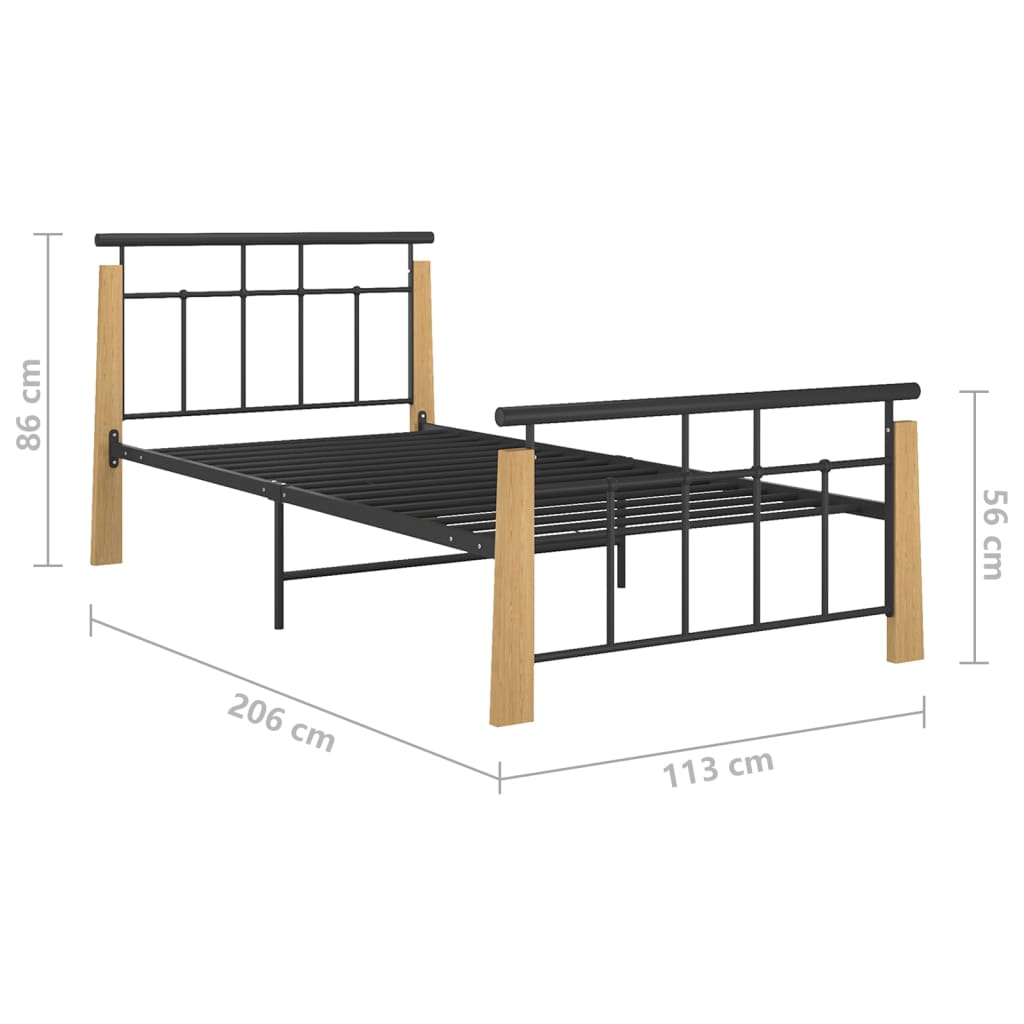 vidaXL Estructura de cama sin colchón metal madera de roble 100x200 cm