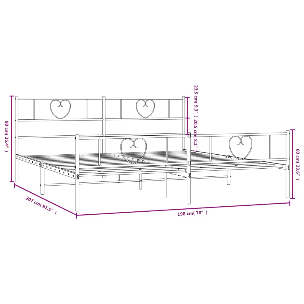 vidaXL Estructura cama sin colchón con estribo metal blanco 193x203 cm