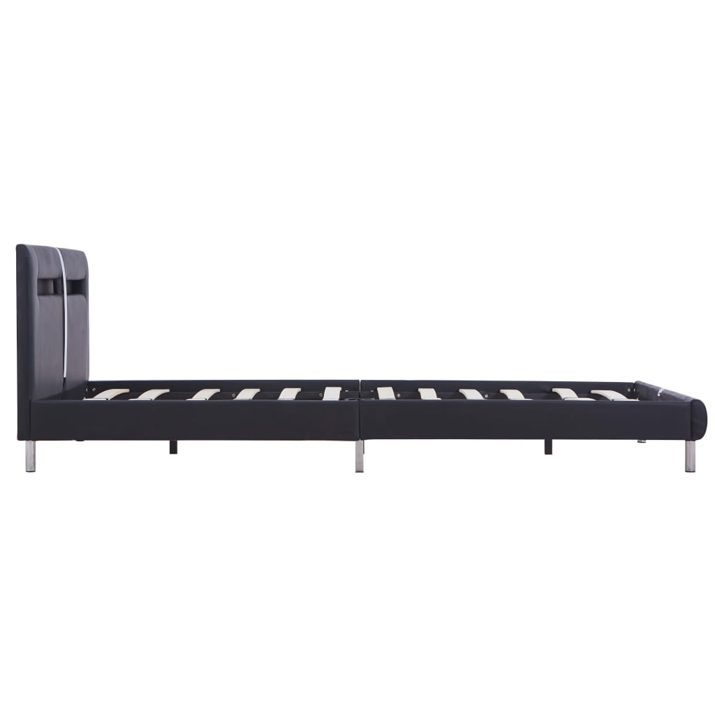 vidaXL Estructura de cama con LED sin colchón cuero negro 140x200 cm