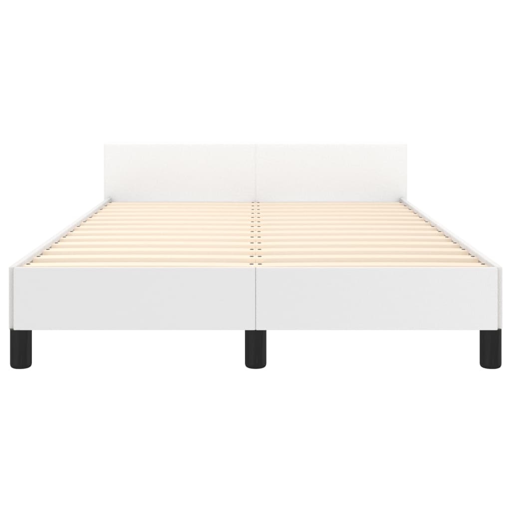 vidaXL Estructura de cama cabecero cuero sintético blanco 120x200 cm