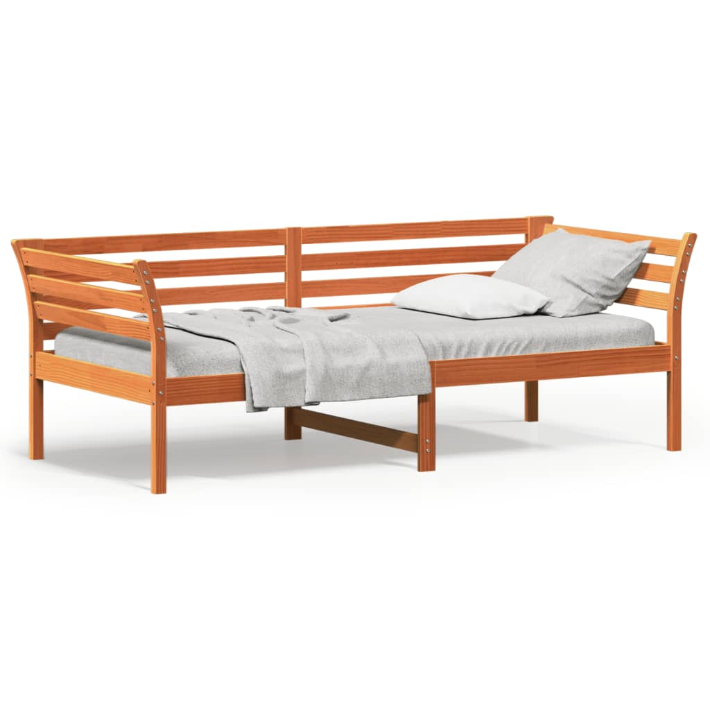 vidaXL Sofá cama sin colchón madera maciza pino marrón cera 80x200 cm