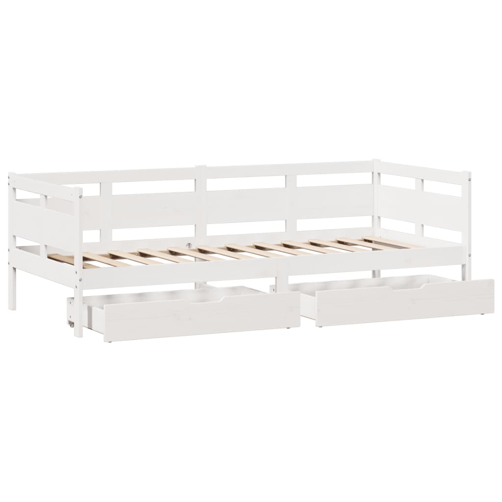 vidaXL Sofá cama con cajones madera maciza de pino blanca 80x200 cm