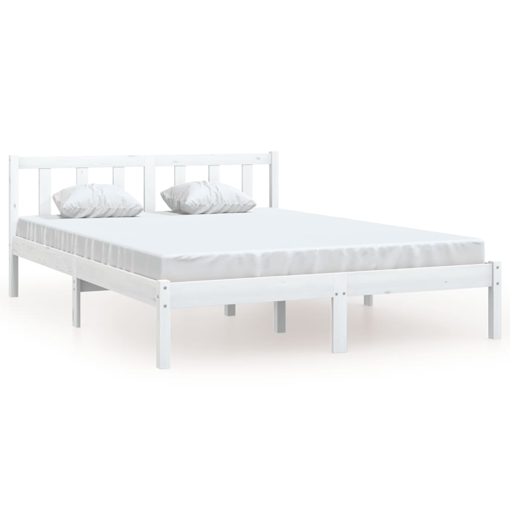 vidaXL Estructura de cama de madera de pino maciza blanca 140x190 cm