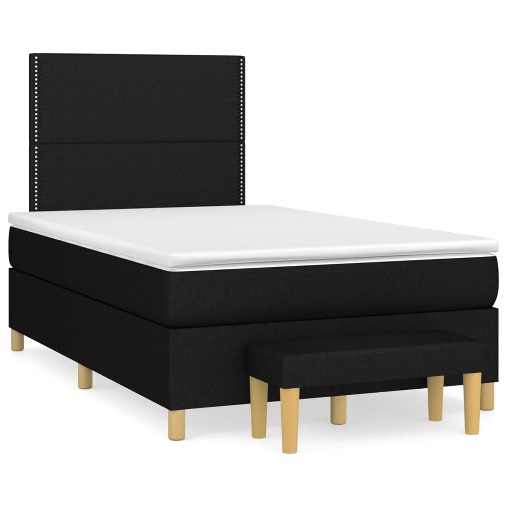 vidaXL Cama box spring con colchón tela negro 120x200 cm