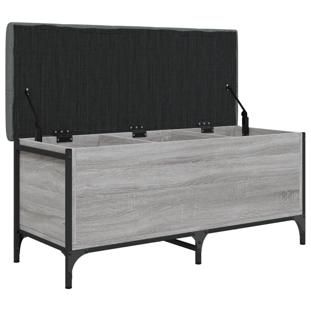 vidaXL Banco con almacenaje madera ingeniería gris Sonoma 102x42x45 cm