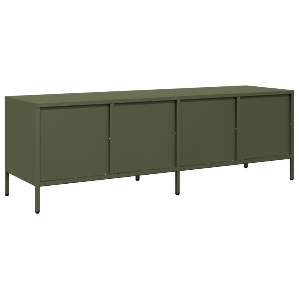 vidaXL Mueble TV acero laminado en frío verde oliva 135x39x43,5 cm