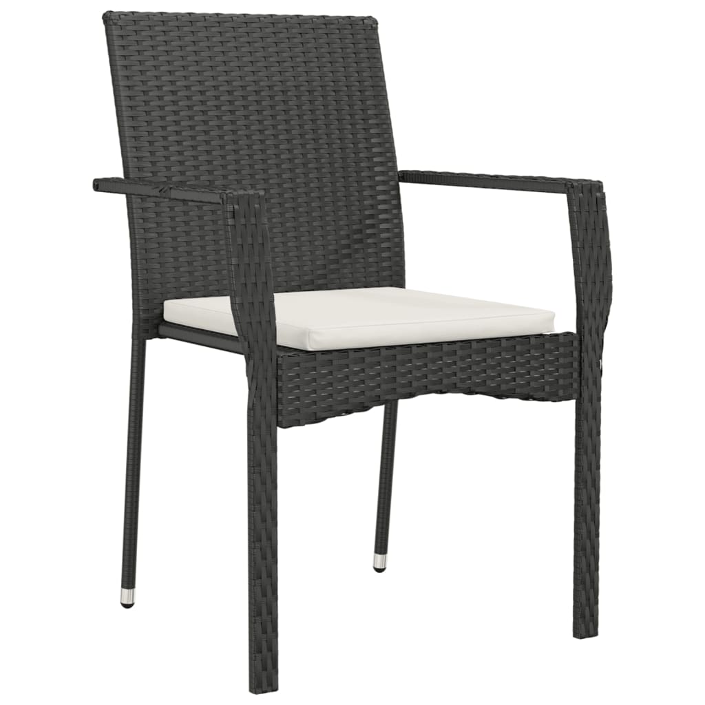 vidaXL Set de comedor de jardín 7 pzas y cojines ratán sintético negro