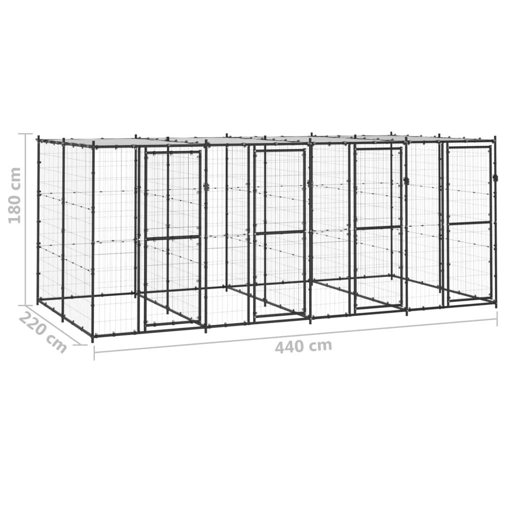 vidaXL Perrera de exterior de acero con techo 9,68 m²