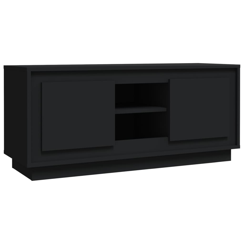 vidaXL Mueble de TV madera contrachapada negro 102x35x45 cm