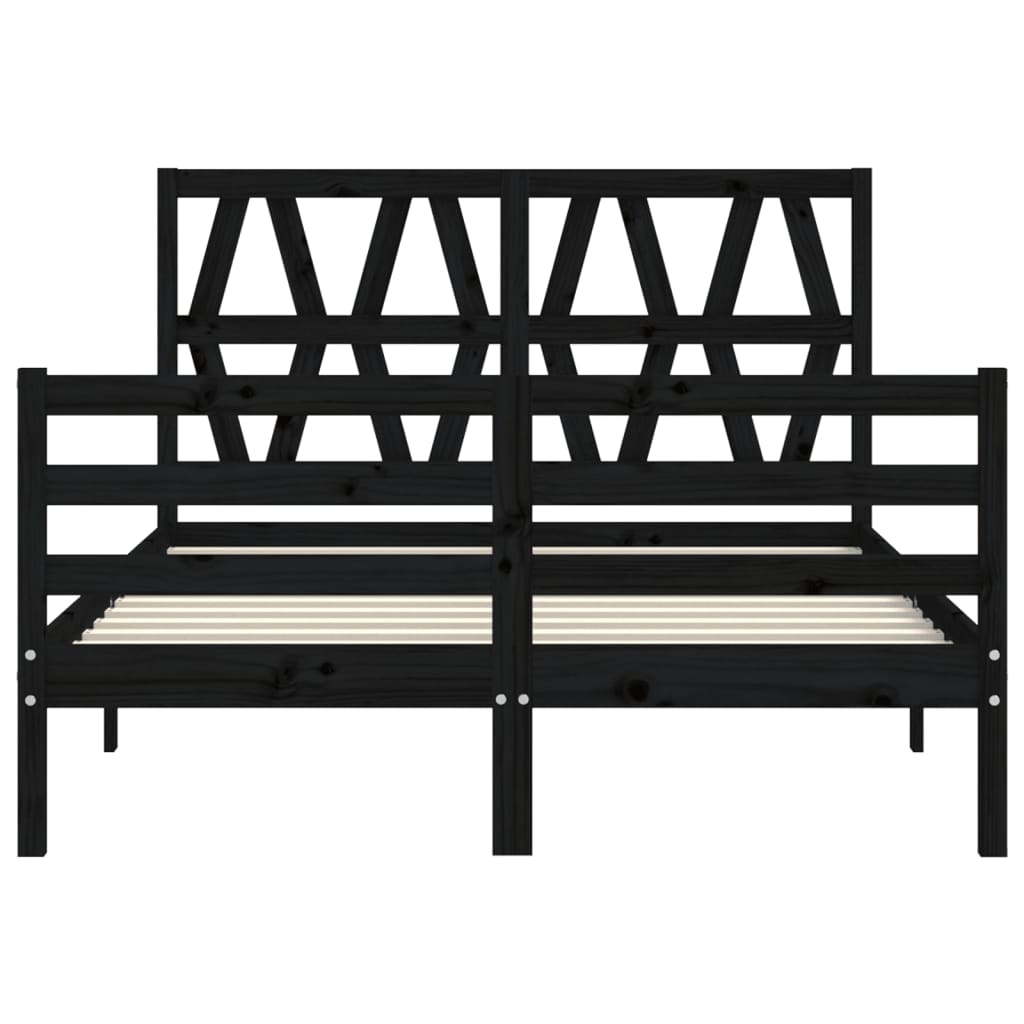 vidaXL Estructura de cama con cabecero madera maciza negro 120x200 cm