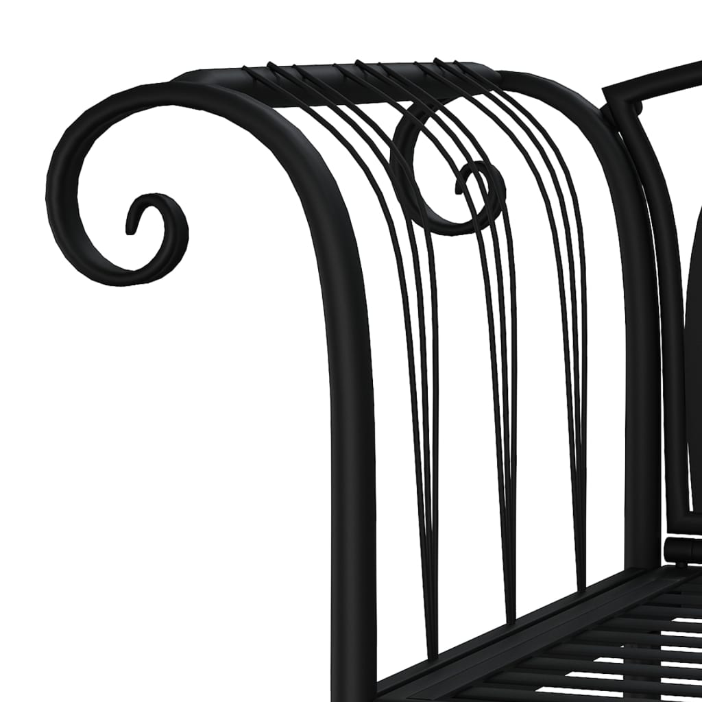 vidaXL Banco de jardín de dos plazas 128 cm acero negro