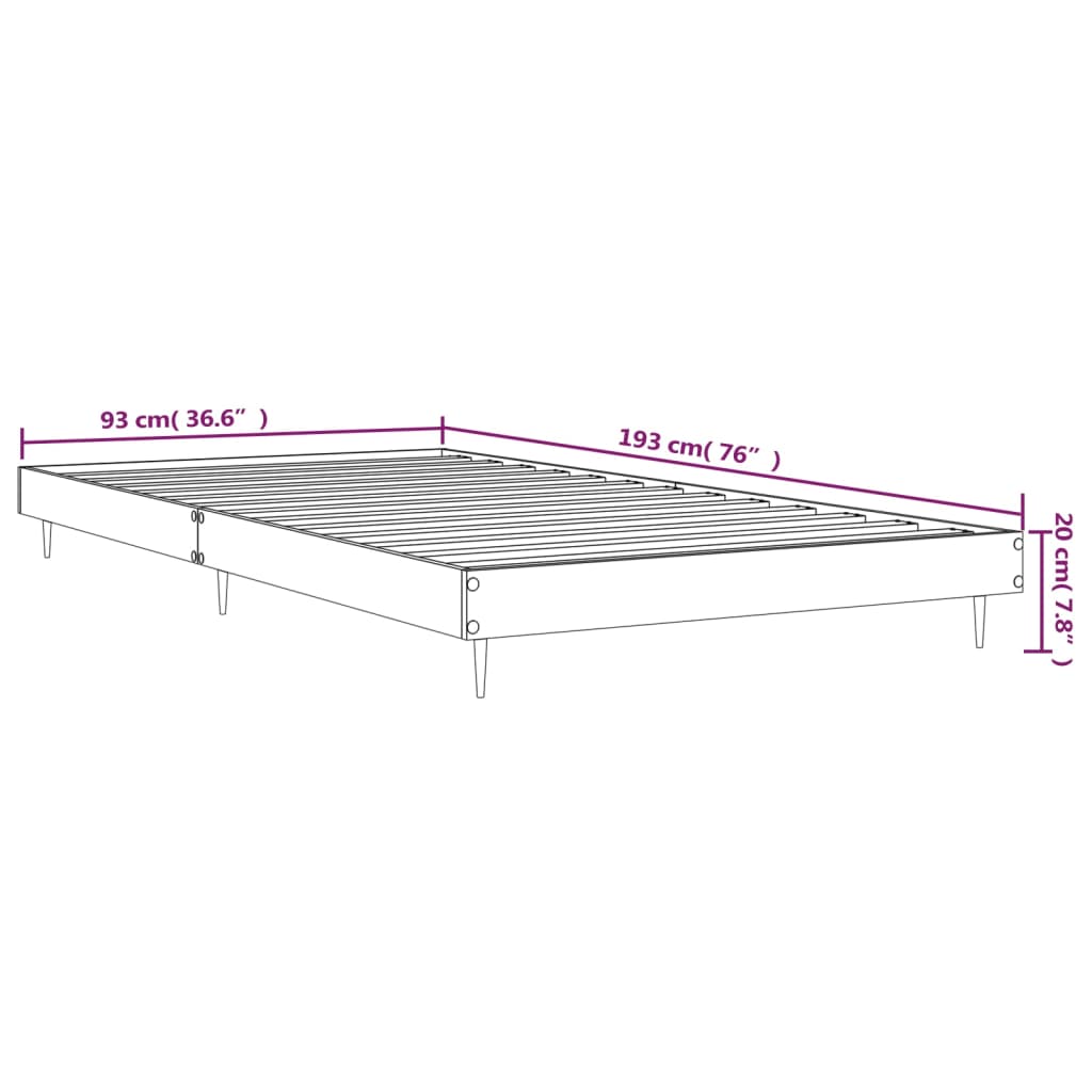 vidaXL Estructura de cama madera de ingeniería gris hormigón 90x190 cm