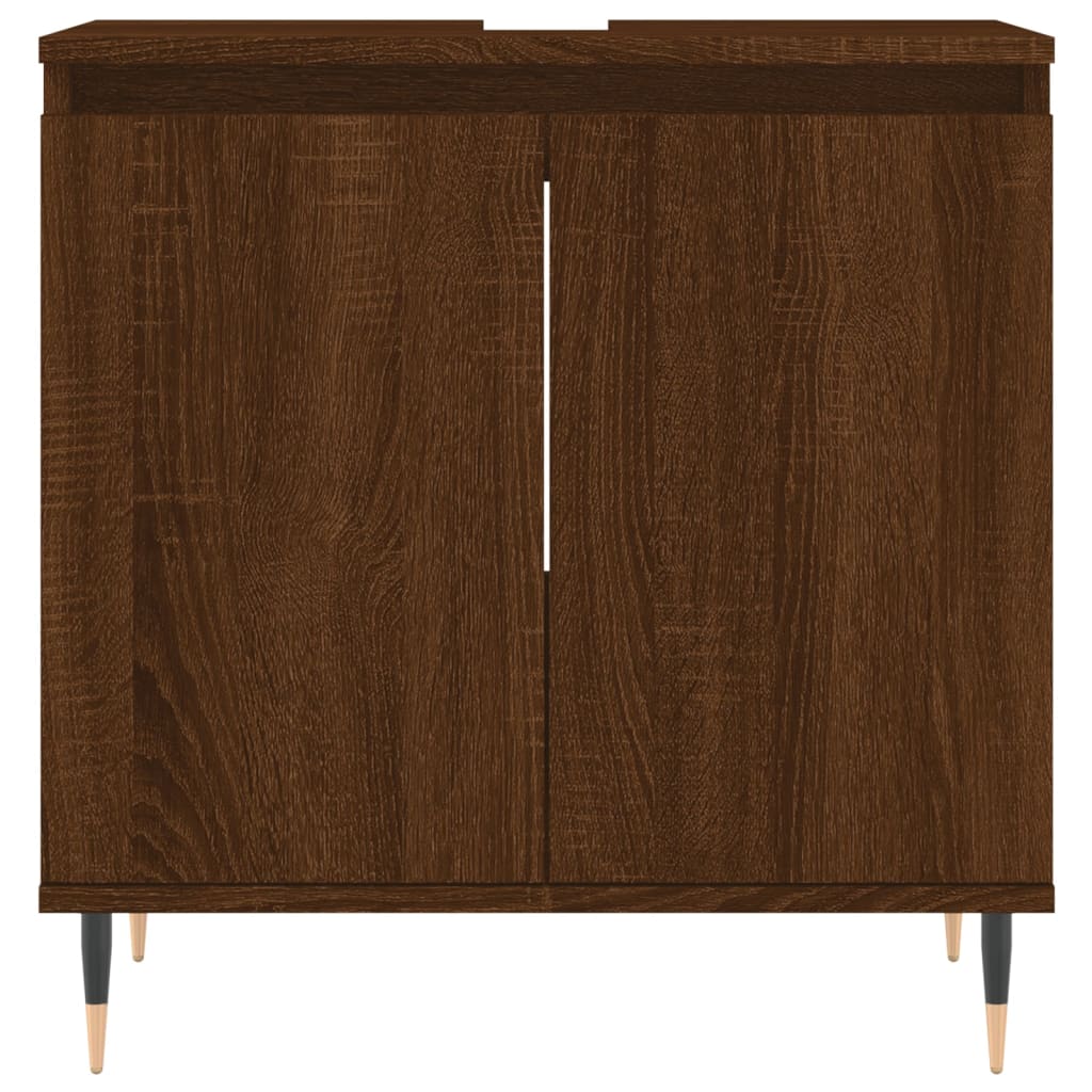 vidaXL Set de muebles baño 3 pzas madera contrachapada roble marrón