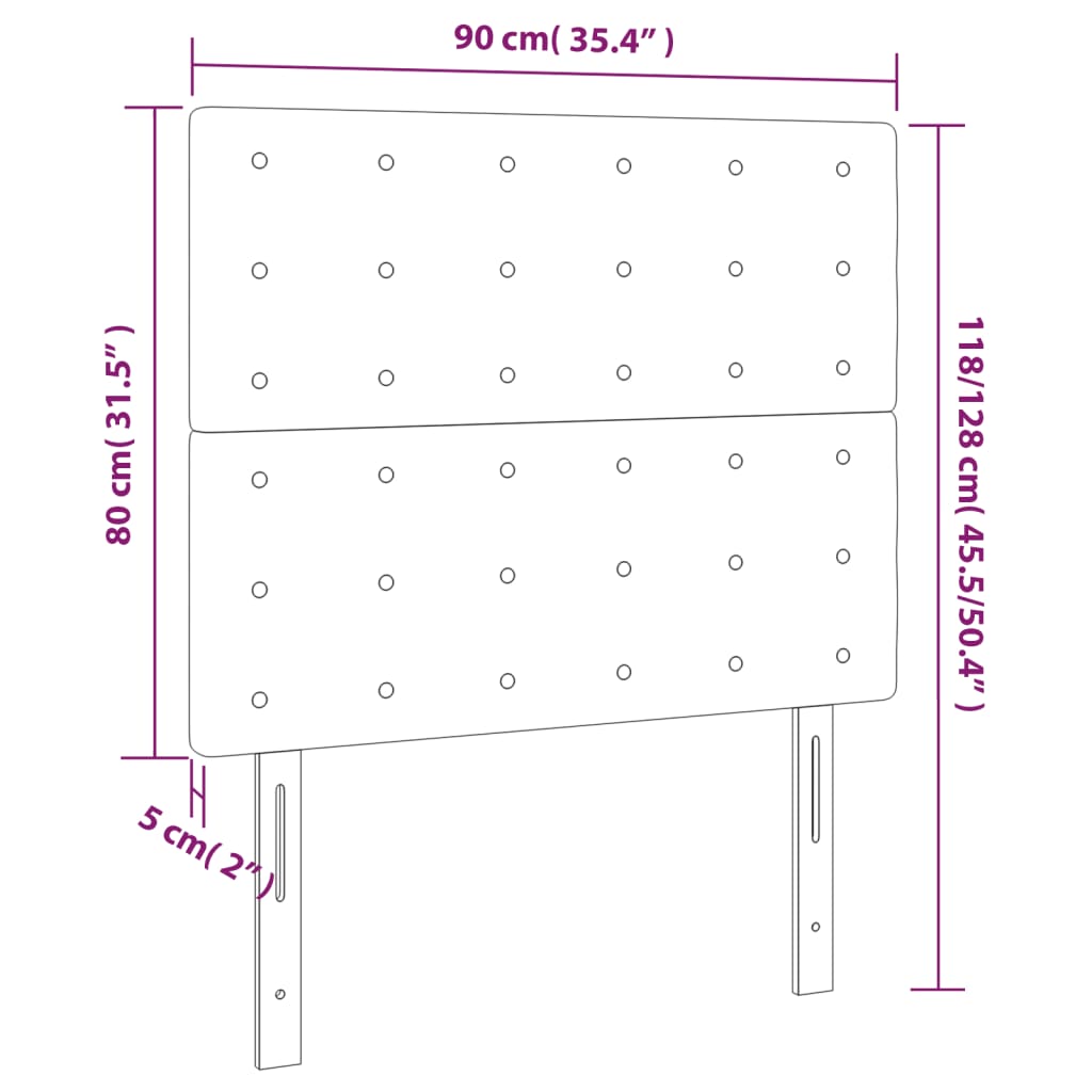 vidaXL Cabecero con luces LED tela gris taupe 90x5x118/128 cm