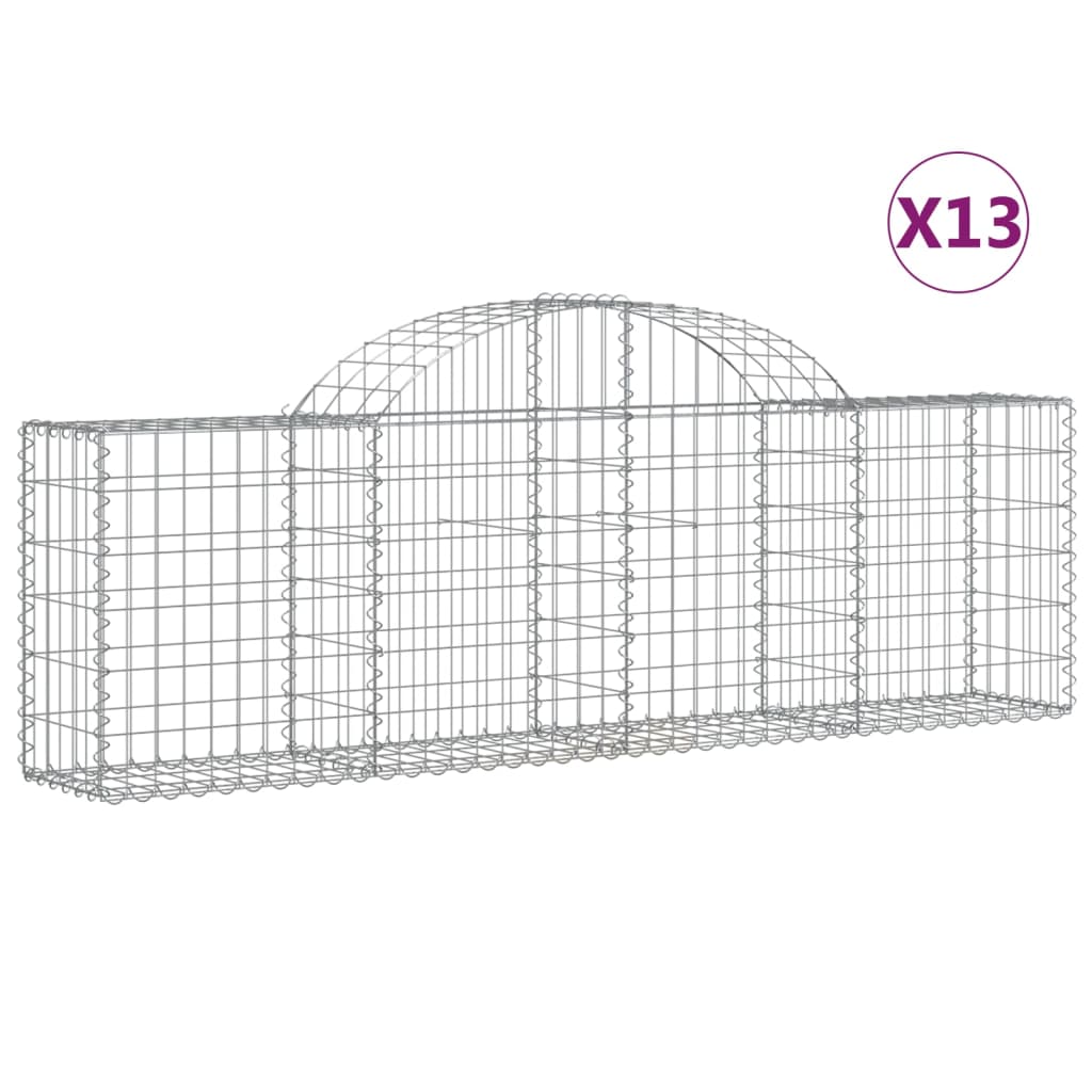 vidaXL Cestas de gaviones 13 uds forma de arco hierro 200x30x60/80 cm