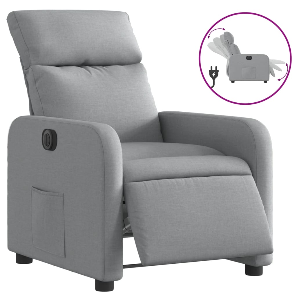 vidaXL Sillón reclinable eléctrico tela gris claro