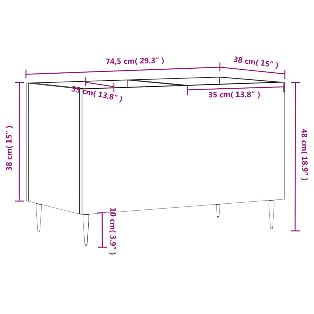 vidaXL Mueble discos madera contrachapada gris hormigón 74,5x38x48 cm