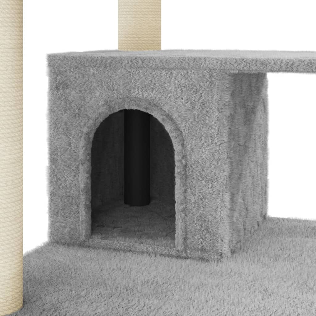 vidaXL Rascador para gatos con postes de sisal gris claro 183 cm