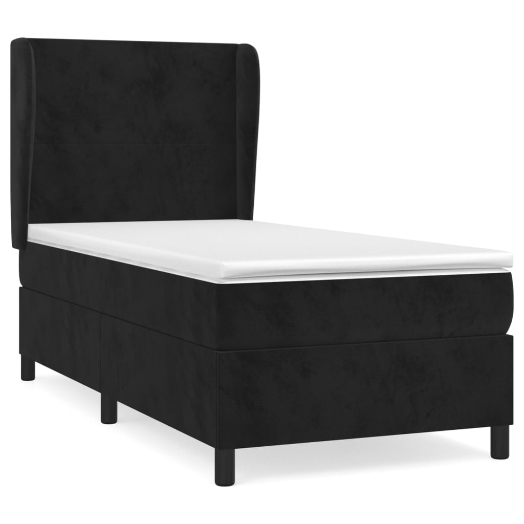 vidaXL Cama box spring con colchón cuero sintético negro 90x190 cm