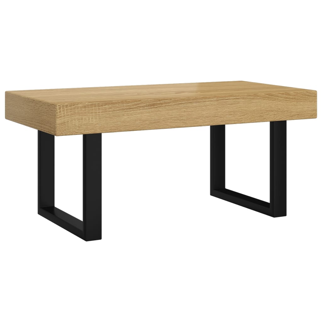 vidaXL Mesa de centro MDF y hierro marrón claro y negro 90x45x40 cm