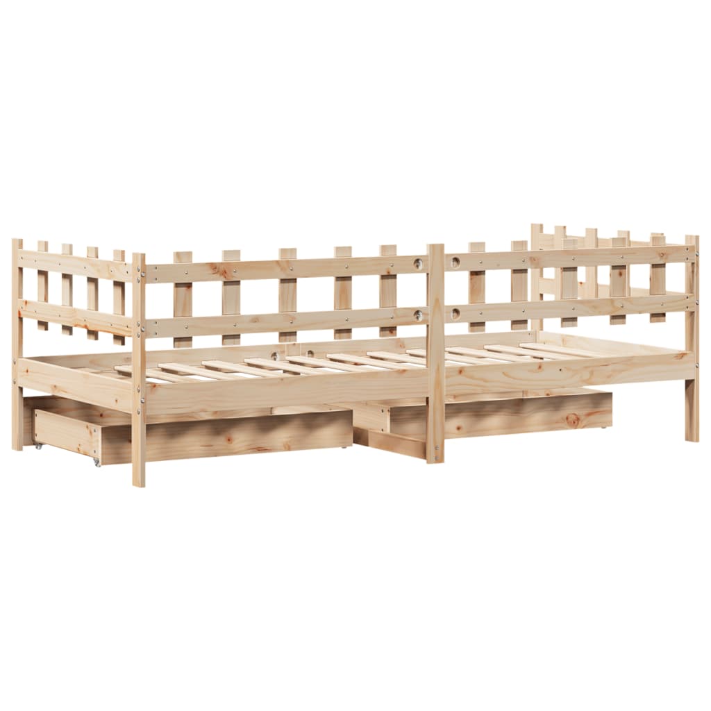 vidaXL Sofá cama con cajones madera maciza de pino 80x200 cm