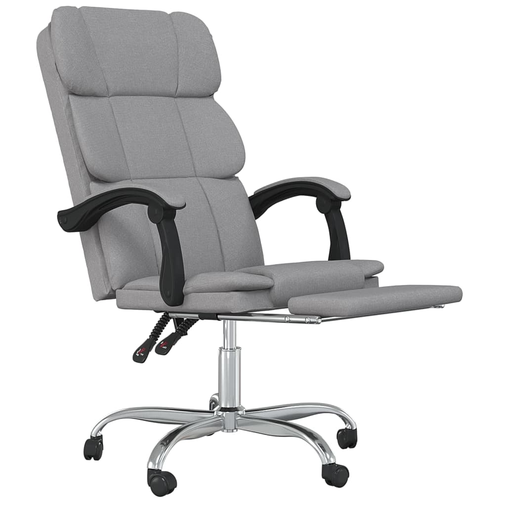 vidaXL Silla de oficina reclinable de tela gris claro