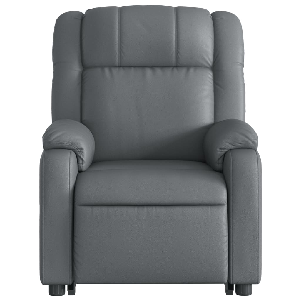 vidaXL Sillón de masaje elevable eléctrico cuero sintético gris