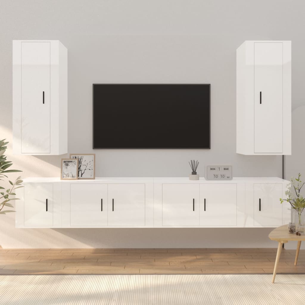 vidaXL Set de muebles de TV 6 pzas madera contrachapada blanco brillo