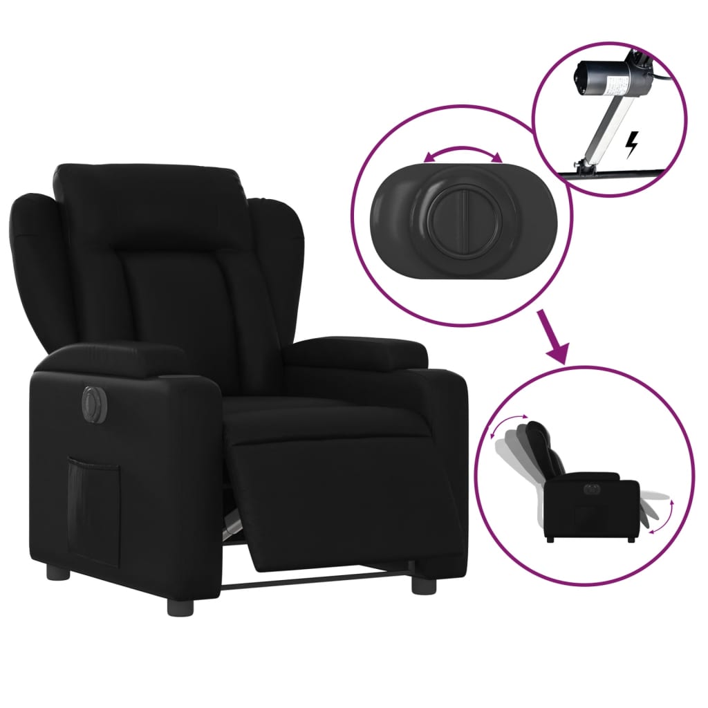 vidaXL Sillón reclinable eléctrico de cuero sintético negro