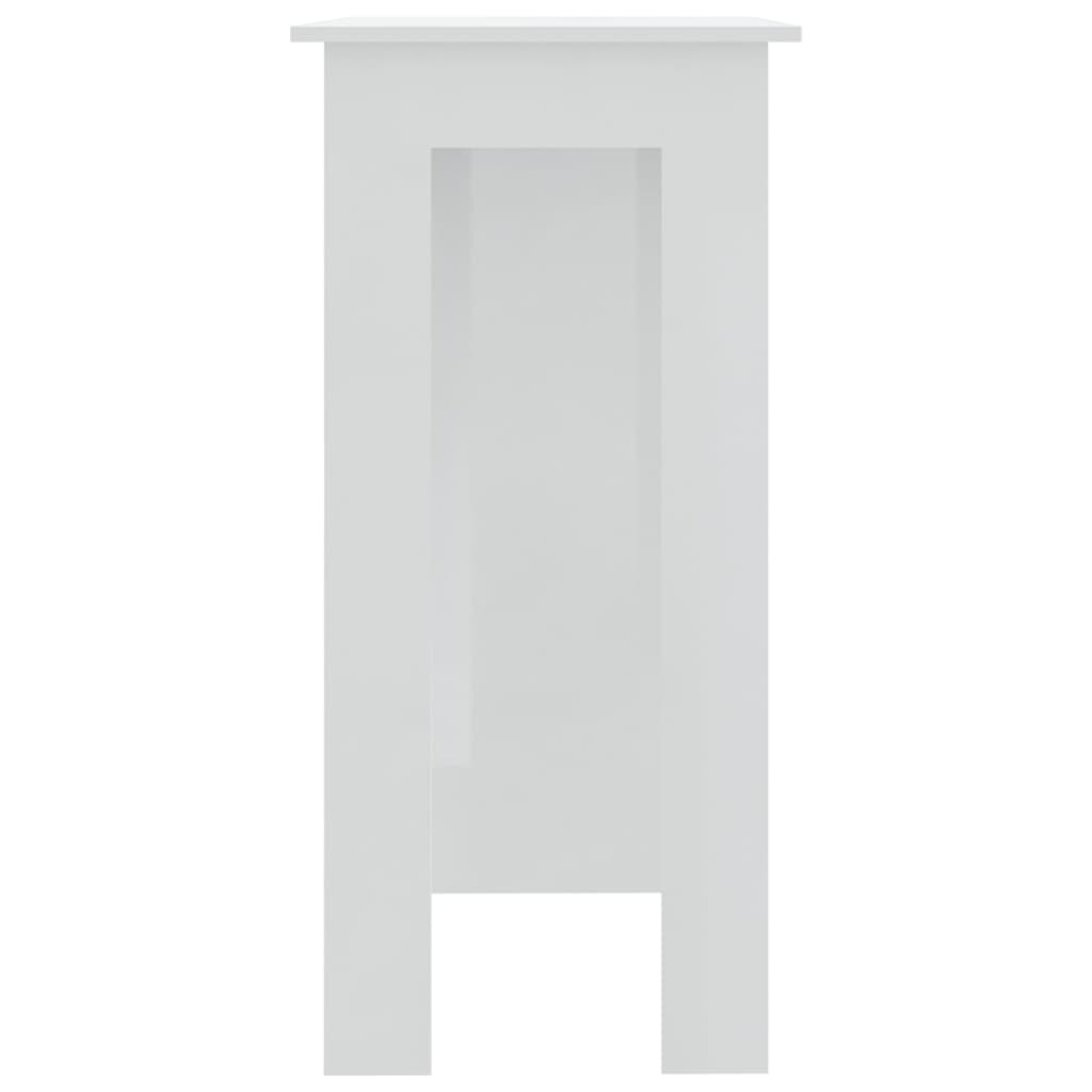 vidaXL Mesa bar con estante contrachapada blanco brillo 102x50x103,5cm