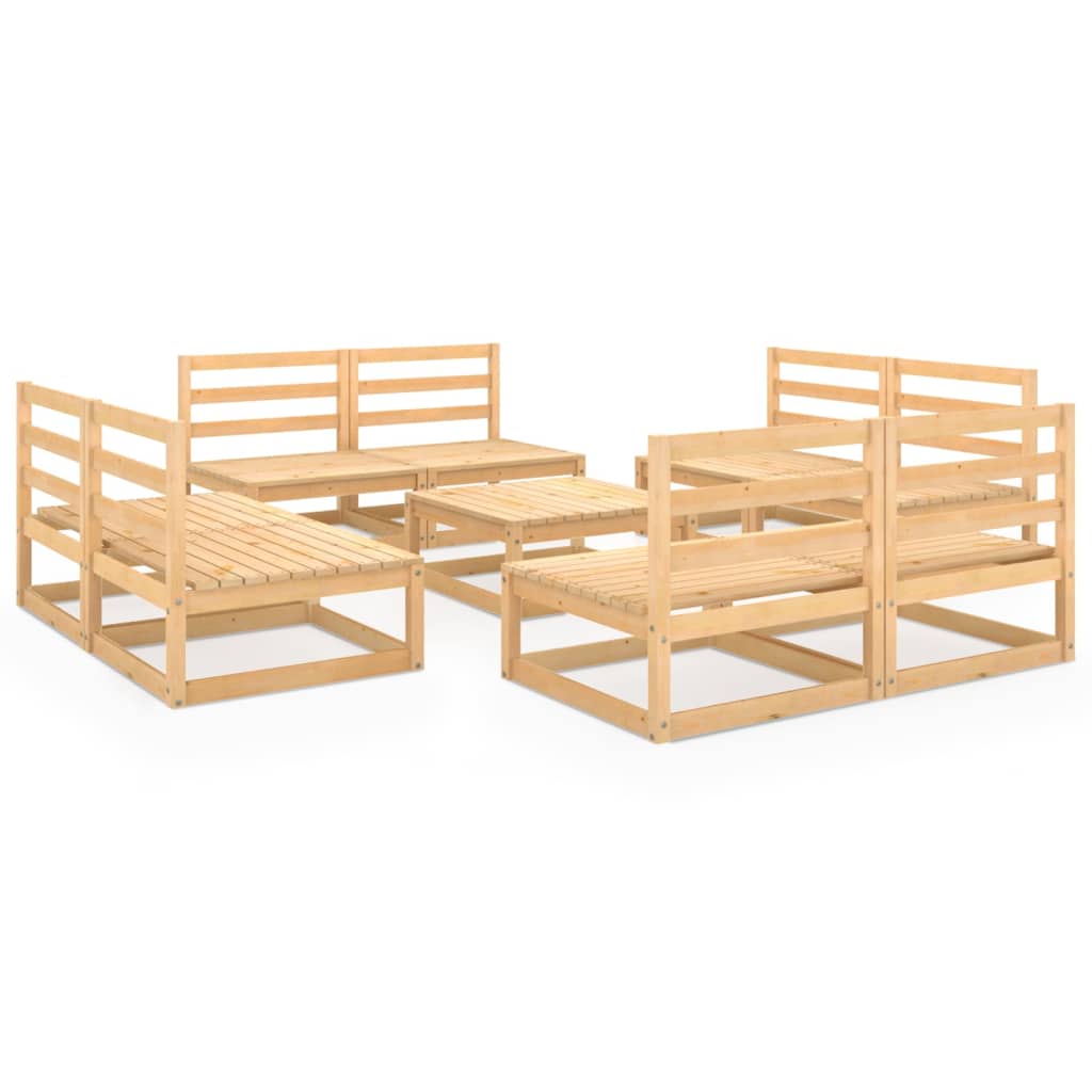 vidaXL Juego de muebles de jardín 9 piezas madera maciza de pino