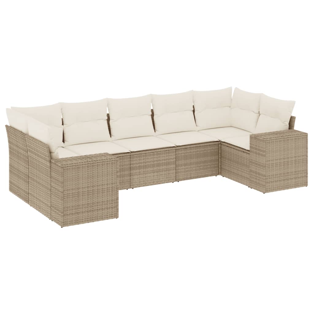 vidaXL Set sofás de jardín 7 piezas y cojines ratán sintético beige