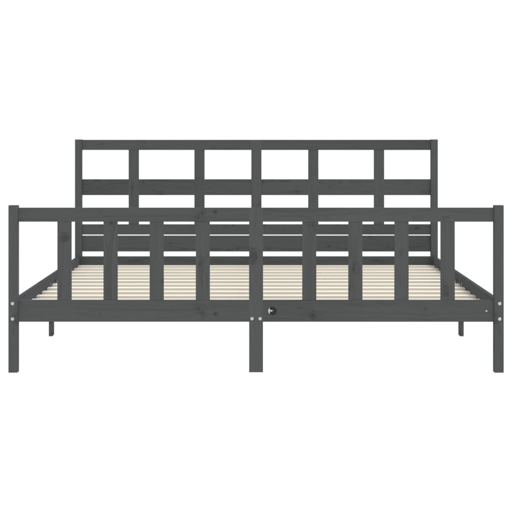 vidaXL Estructura de cama con cabecero madera maciza gris 200x200 cm